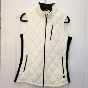 Calvin Klein white cream and black puffer vest